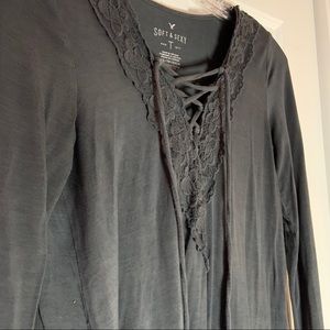 American Eagle Lace Up Top